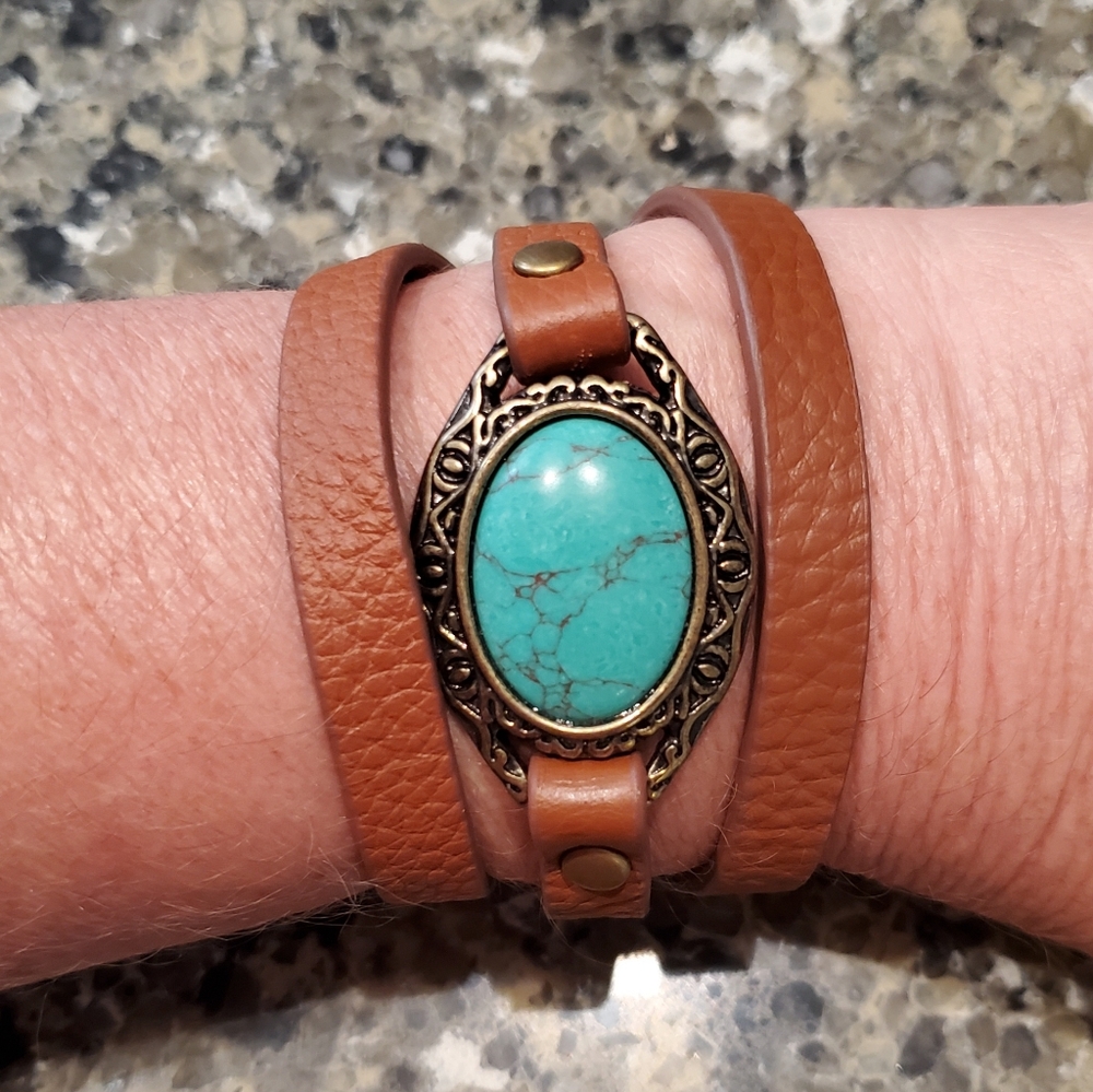 Premier brown leather wrap bracelet